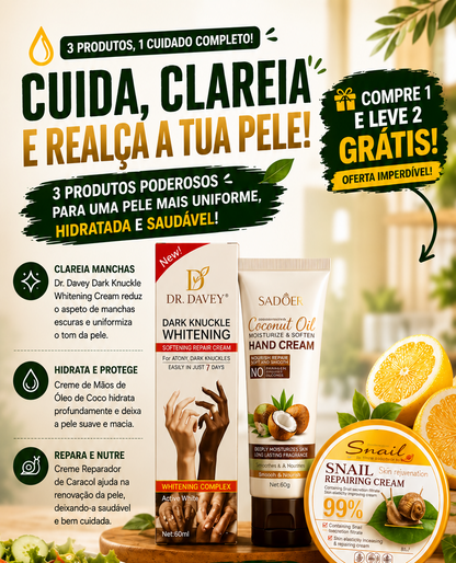 KIT DE COSMÉTICOS 3 EM 1 - Clareia, Hidrata e Repara a Pele